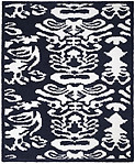 Kashwere Half Throw Blanket Damask Navy Blue and White