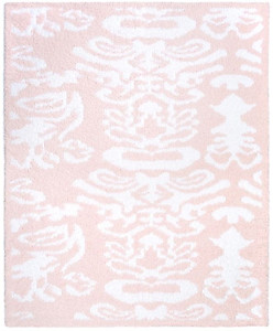 Kashwere Half Throw Blanket Damask Pink and White