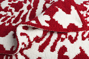 Kashwere Damask Ruby Red and Cream Throw Blanket