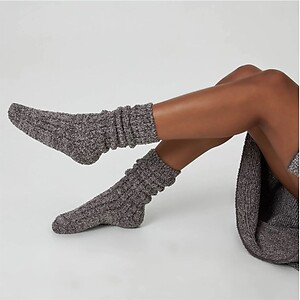 Kashwere Lounge Socks - Heathered Silver Fox and Pewter