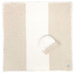 Kashwere Rugby Stripe Malt & Cream Baby Blanket with Cap