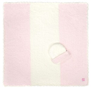 Kashwere Rugby Stripe Pink & Cream Baby Blanket with Cap