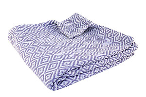 Lavender Purple & White Cotton Throw Blanket with Diamond Pattern