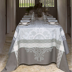 Le Jacquard Francais Azulejos Grey Cotton Table Linens