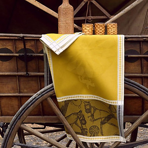 Le Jacquard Francais Manege Straw Yellow Cotton Equestrian Table Linens