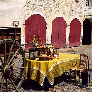 Le Jacquard Francais Manege Straw Yellow Cotton Equestrian Table Linens
