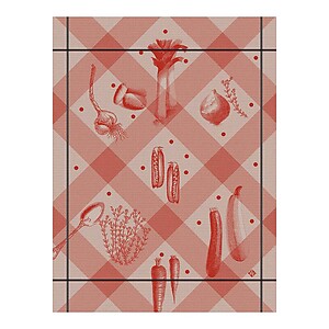 Le Jacquard Francais Legumes au Jardin Red Cotton Tea Towel