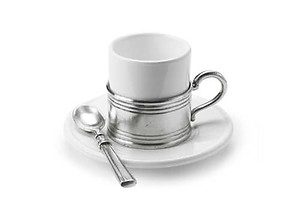 Match Pewter Espresso Cup w/  Ceramic Saucer
