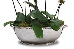 Beaded Footed Oval Basin by Match Pewter