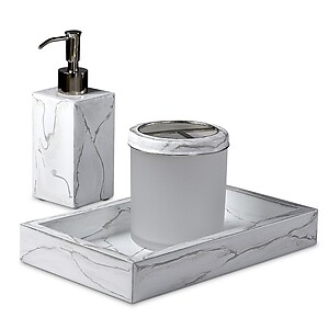 Mike & Ally Marbleous White and Silver Bath & Vanity Collection