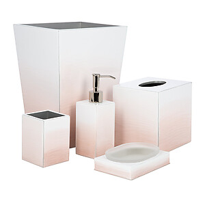 Mike and Ally Ombre Pink and Silver Enamel Bath Accessories