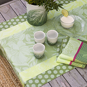Le Jacquard Francais Nature Urbaine Green Cotton Table Linens