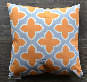 Tangerine Orange and Grey Throw Pillow