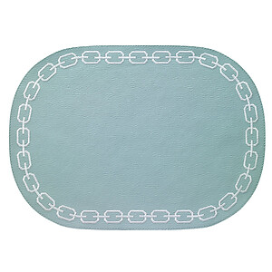 Bodrum Chains Celadon Green and White Oval Easy Care Placemats - Set of 4