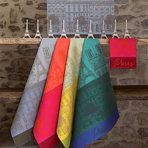 Le Jacquard Francais Paris Panorama Red Kiss Cotton Tea Towel