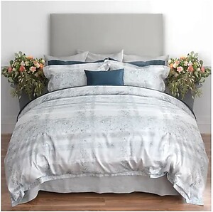 Elegant Cotton Jacquard Bedding - St. Geneve Valmont Peacock Blue