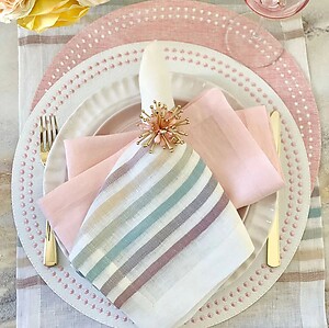 Bodrum Pearls Pure White and Rose Pink  Easy Care Placemats - Set of 4