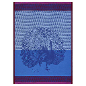 Le Jacquard Francais Planche Animaliere Paon Azure Cotton Tea Towel