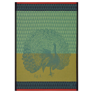 Le Jacquard Francais Planche Animaliere Paon Moss Cotton Tea Towel