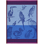 Le Jacquard Francais Planche Animaliere Voliere Azure Cotton Tea Towel