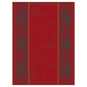 Le Jacquard Francais Poesie D'Hiver Red Cotton Tea Towel