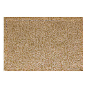 Le Jacquard Francais Portofino Fiori Brown Linen Placemats and Napkins