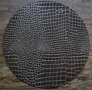 Dark Charcoal Grey Round Alligator Pattern Wipeable Placemats