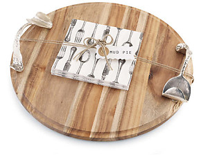 Round Wood Cutting Board with Silverware Handles