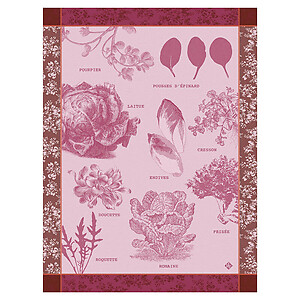 Le Jacquard Francais Salades Illustrees Pink Cotton Tea Towel