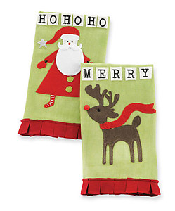 Santa or Reindeer Christmas Linen Towels