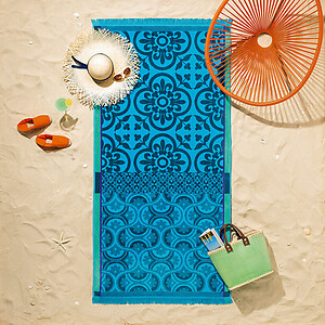 Le Jacquard Francais Santorin Turquoise Beach Towel
