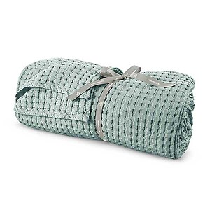 Schlossberg Stay Jade Cotton Waffle Blanket 