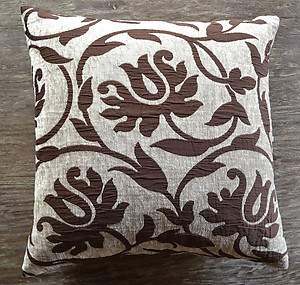 SDH Salon Stencil Brown Floral Decorative Pillow