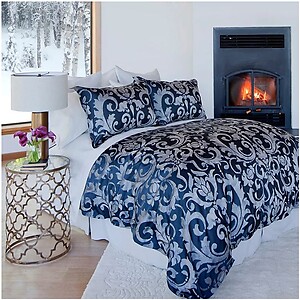 St Geneve Dianora Blue Silk and Cashmere Bedding