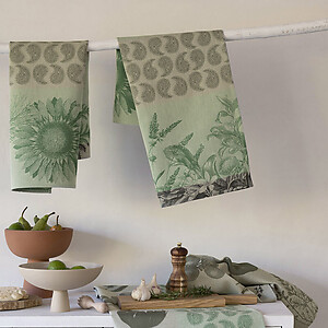 Le Jacquard Francais Soleil au Jardin Green Cotton Tea Towel