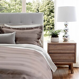 St Geneve Cabana Walnut Striped  Cotton Bedding