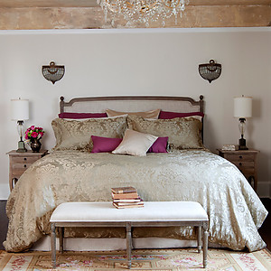 Soft Textured Silk Linen Damask Bedding - St Geneve Fabiana 