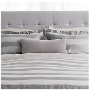St Geneve Cabana Striped Grey Cotton Bedding