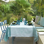 Le Jacquard Francais Syracuse Aqua Cotton Table Linens