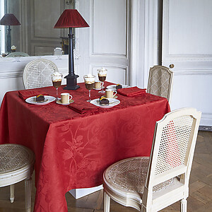 Le Jacquard Francais Tivoli Velvet Red Floral Table Linens