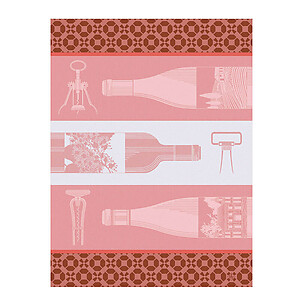 Le Jacquard Francais Vin en Bouteille Pink Cotton Tea Towel