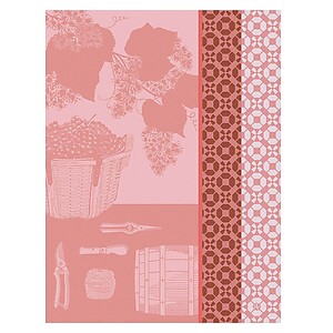 Le Jacquard Francais Vin en Grappe Pink Cotton Tea Towel