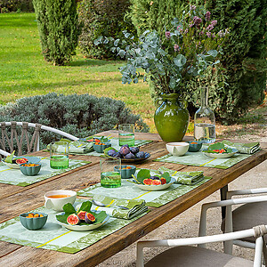 Le Jacquard Francais Voyage Iconique Green Cotton Table Linens