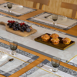 Le Jacquard Francais Voyage Iconique Grey Cotton Table Linens