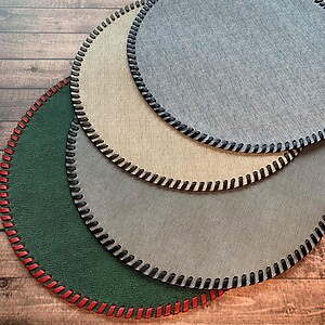 Bodrum Whipstitch Gray Round Easy Care Placemats - Set of 4
