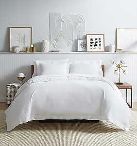 White Cotton Percale Sheets & Bedding - Sferra Analisa