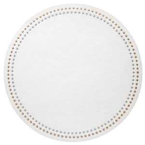 Bodrum Pearls Pure White, Silver and Gold Round Easy Care Placemats - Set of 4
