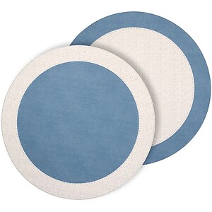 Bodrum Halo White and Iceberg Blue Round Easy Care Placemats - Set of 4