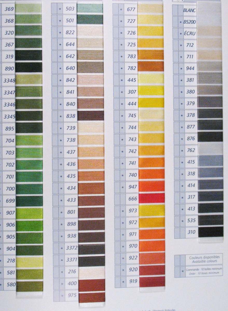 Monogram Color Chart