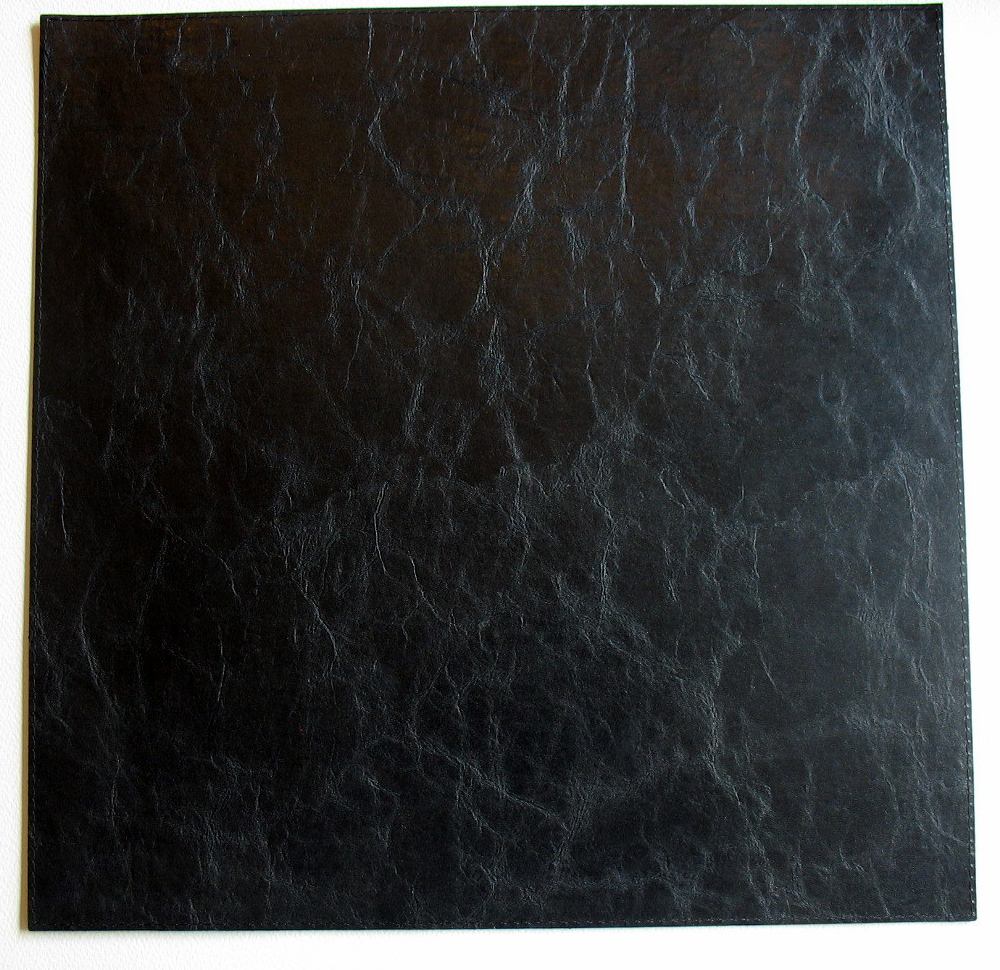 Black Square Faux Leather Placemats. Easy care, wipeable black squares